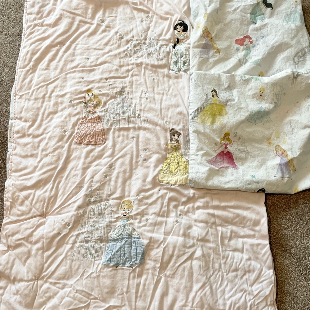 Pottery barn kids Disney princess crib toddler bedding set pink
